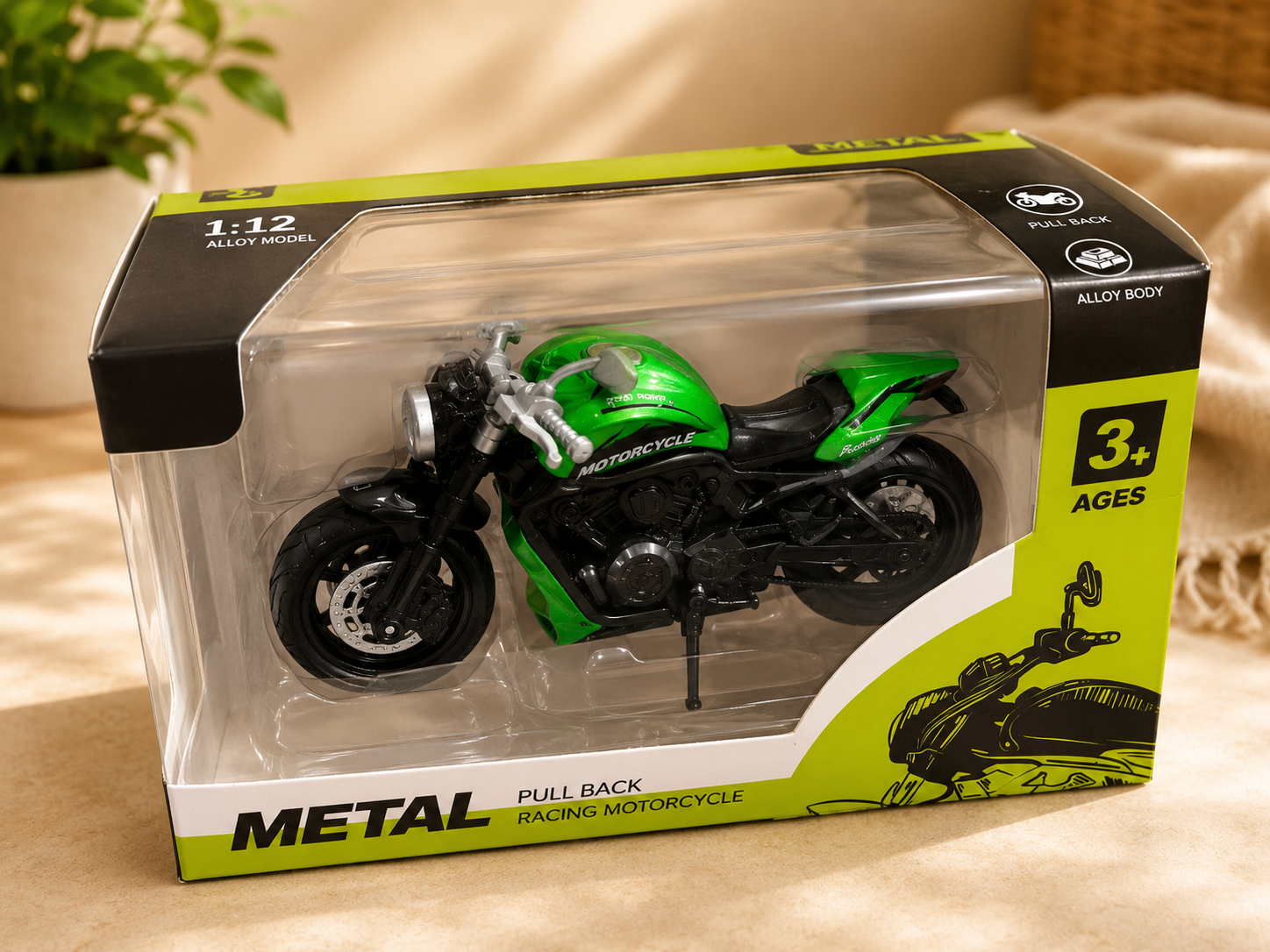 Metal Pull Back Racing Motorcycle – Green