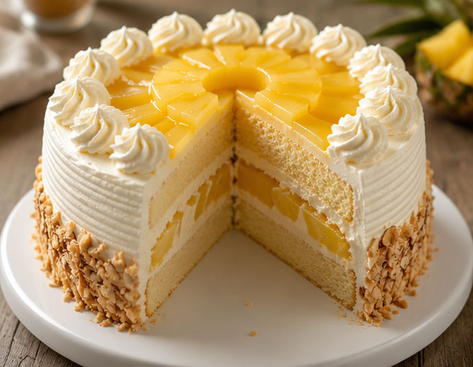 Tropical Pineapple Delight Cream Cake