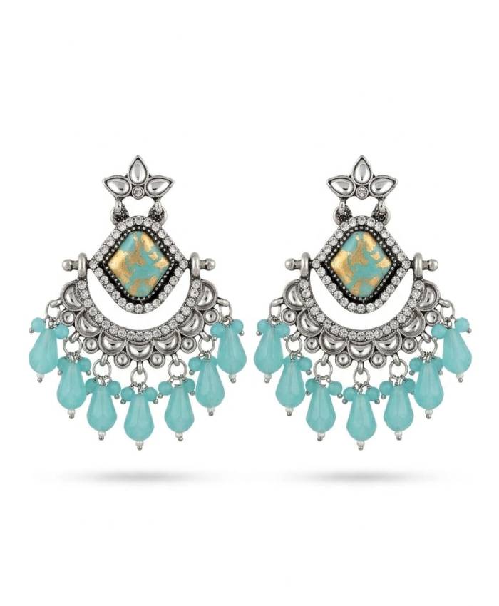 Turquoise Heritage Chandbali Earrings