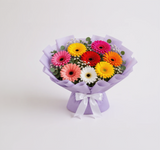 Vibrant Gerbera Bouquet & Rainbow Birthday Cake Combo