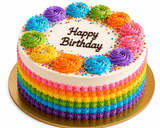 Vibrant Gerbera Bouquet & Rainbow Birthday Cake Combo