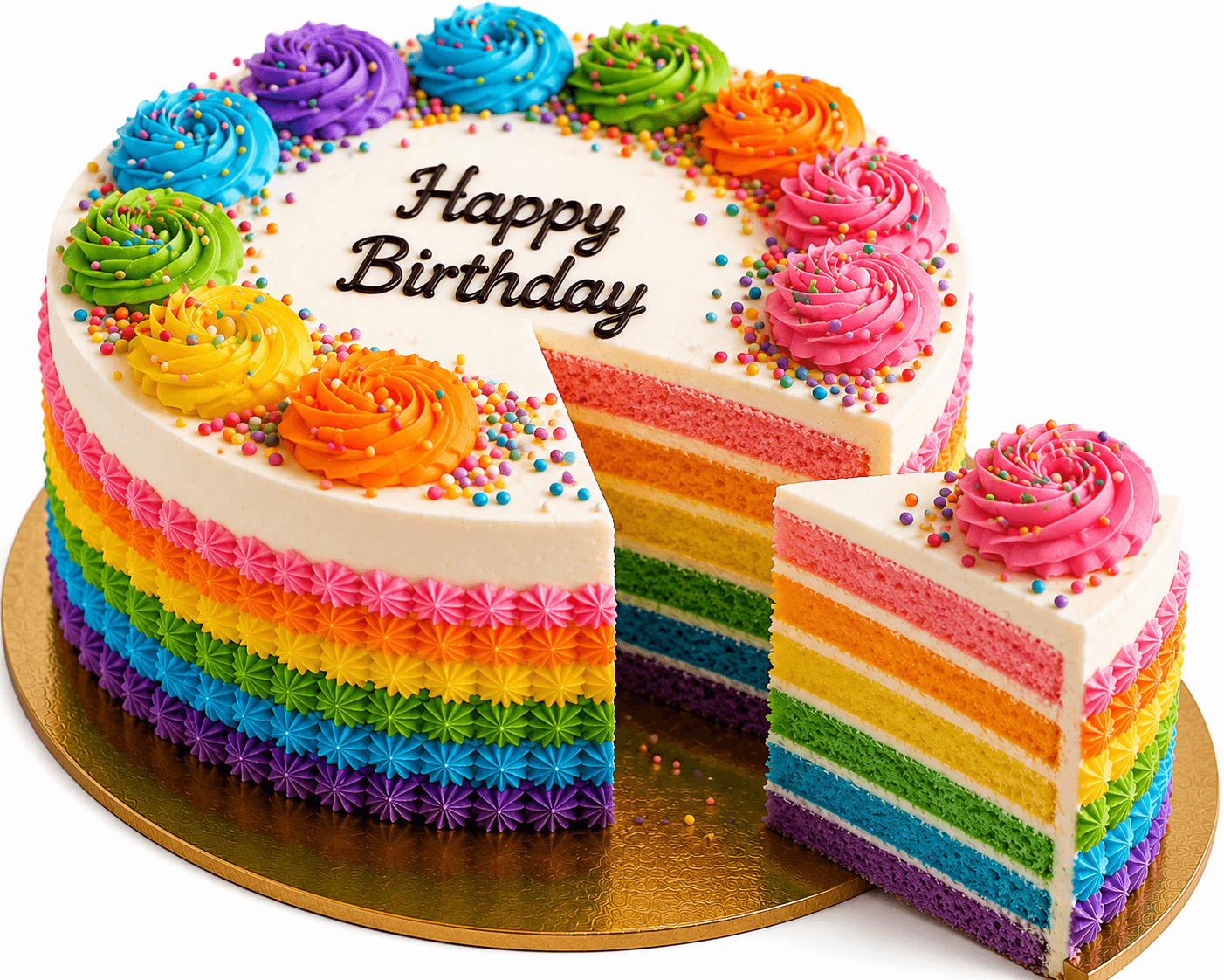 Vibrant Gerbera Bouquet & Rainbow Birthday Cake Combo