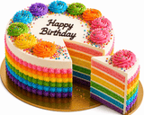 Vibrant Gerbera Bouquet & Rainbow Birthday Cake Combo