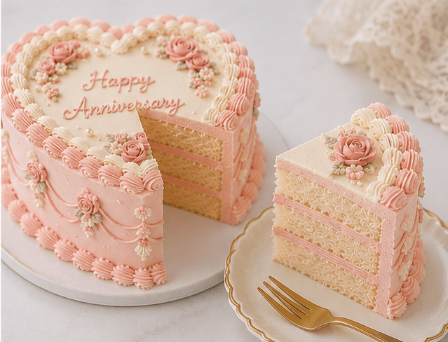 Vintage Heart Romance Cake