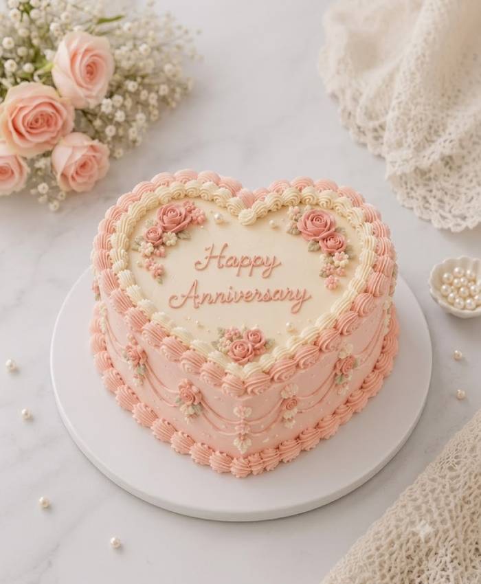 Vintage Heart Romance Cake