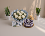 White Roses & Blueberry Bliss Cake Combo
