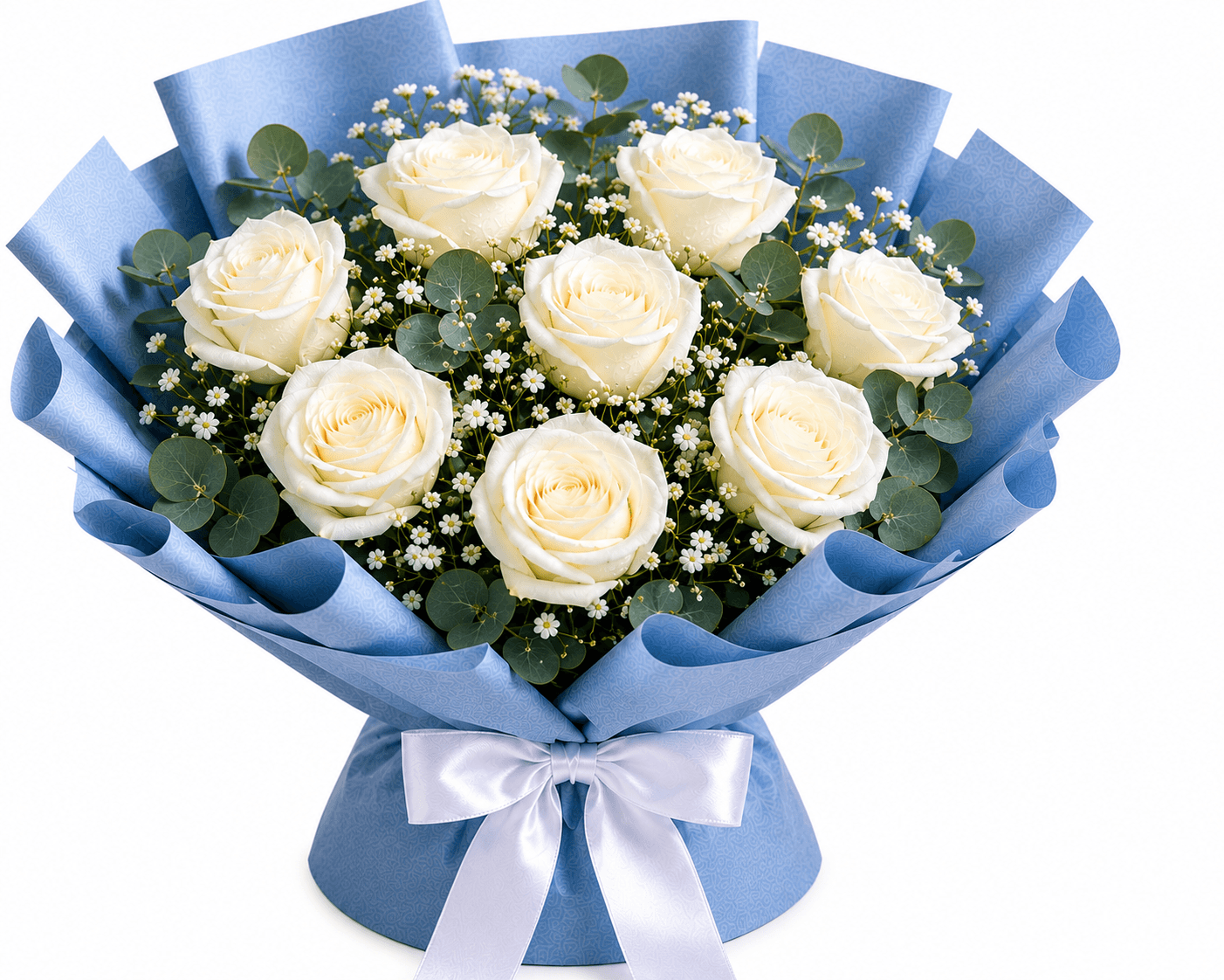 White Roses & Blueberry Bliss Cake Combo