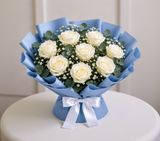 White Roses & Blueberry Bliss Cake Combo