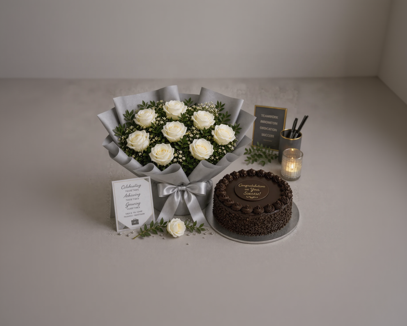 White Roses & Chocolate Congratulations Combo