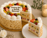 White Roses & Fresh Fruit Get Well Soon Combo