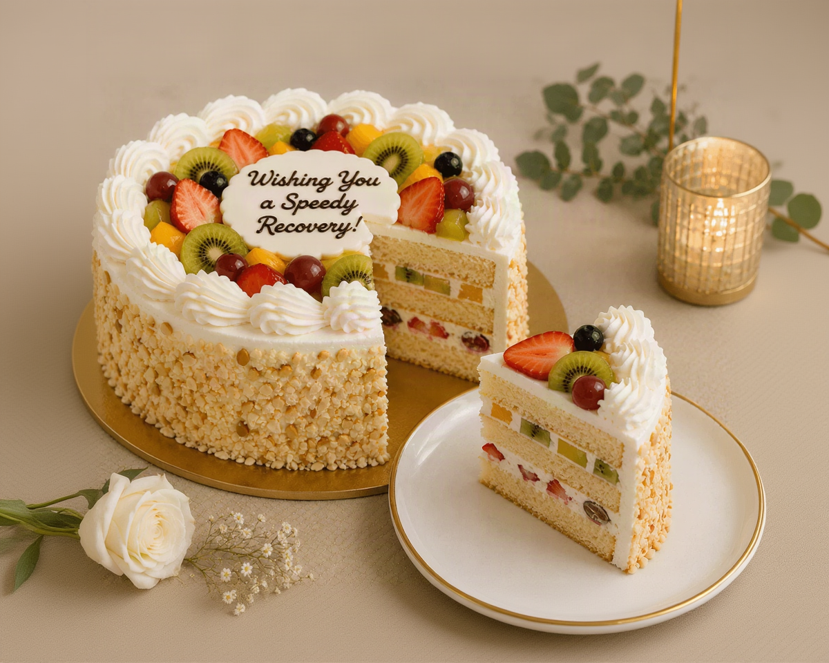 White Roses & Fresh Fruit Get Well Soon Combo