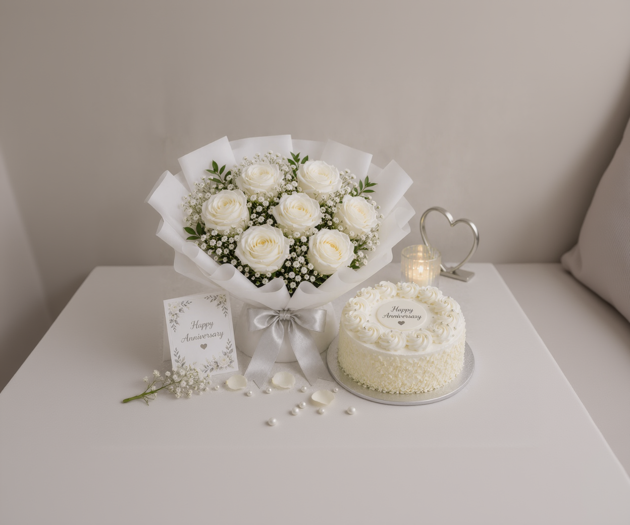 White Roses & White Forest Anniversary Celebration Combo