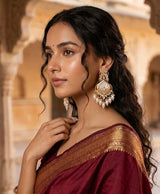 Pearl Elegance Kundan Drop Earrings
