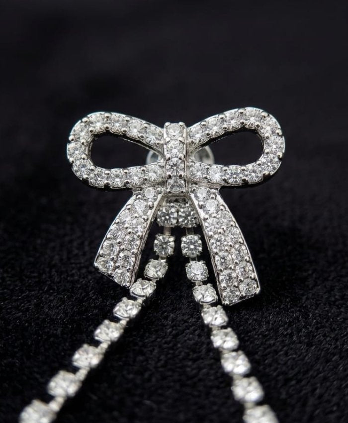 Dazzling Bow Crystal Drop Earrings
