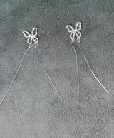 Silver Sparkle Butterfly Drop Earrings
