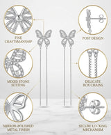 Silver Sparkle Butterfly Drop Earrings
