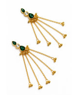 Vanya Green Stone Chain Earrings