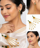 Vanya Green Stone Chain Earrings
