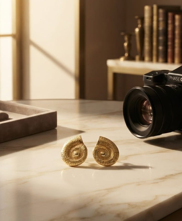 Golden Spiral Shell Stud Earrings
