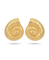 Golden Spiral Shell Stud Earrings
