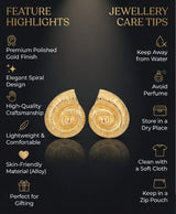 Golden Spiral Shell Stud Earrings