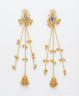 Golden Traditional Jhumka Earrings with Bell Drops