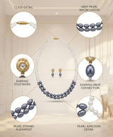 Double Strand Pearl Necklace & Earrings Set