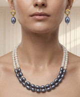 Double Strand Pearl Necklace & Earrings Set
