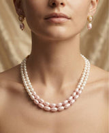 Double Strand Pearl Necklace & Earrings Set