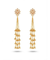 Gold Floral Crystal Multi-Chain Drop Earrings