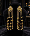 Gold-Tone Long Chain Earrings with Clear Stone Details