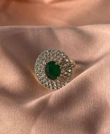 Gold-Tone Halo Stone Statement Ring