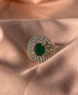 Gold-Tone Halo Stone Statement Ring