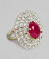 Gold-Tone Halo Stone Statement Ring