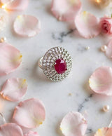 Gold-Tone Halo Stone Statement Ring
