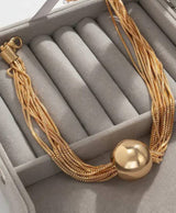 Gold-Tone Multi-Strand Bead Pendant Necklace