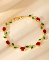Gold-Tone Red and Green Stone Bracelet