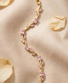 Gold-Tone Pink Stone Floral Bracelet