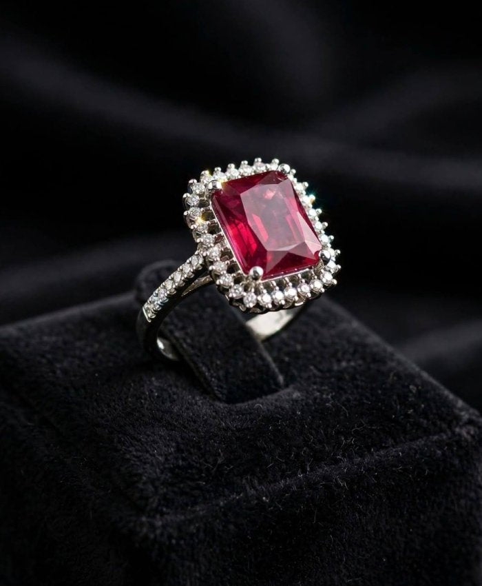 Roselle Radiant Red Halo Ring