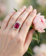 Roselle Radiant Red Halo Ring