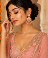 Rosé Petal Chandbali Drop Earrings