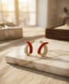 Ruby Crystal Crescent Stud Earrings