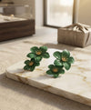 Emerald Green Floral Double Drop Earrings