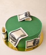Emerald Green Edible Money Theme Birthday Cake