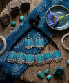 Blue Green Lotus Enamel Jewellery Set