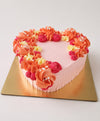Pink Heart Floral Rosette & Pearl Birthday Cake