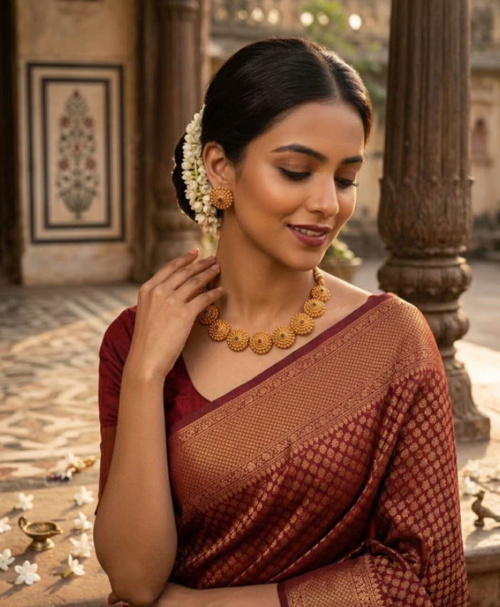 Kanakpriya Antique Gold Beaded Necklace Set