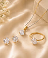 Elegant CZ Solitaire Necklace, Earrings & Ring Jewellery Set for Women