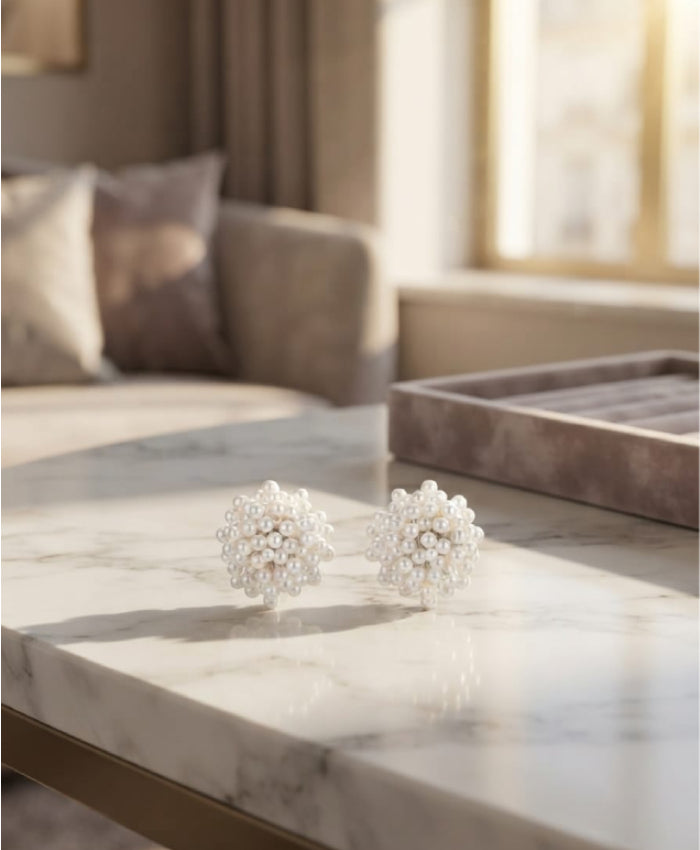 Pearl Cluster Stud Earrings