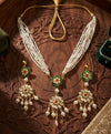 Green Floral Pearl Multistrand Jewellery Set